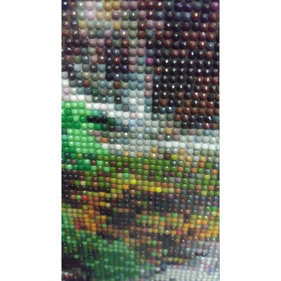 Beautiful Beaded Painting with Frame Hand Made Wall Art work, bead- on fabric - Picture 9 of 10